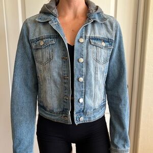 Denim jean light wash hoodie jacket